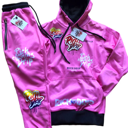 Pink “Drip Crazy” Sweatsuit Set