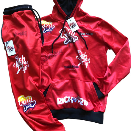 Red “Drip Crazy” Sweatsuit Set