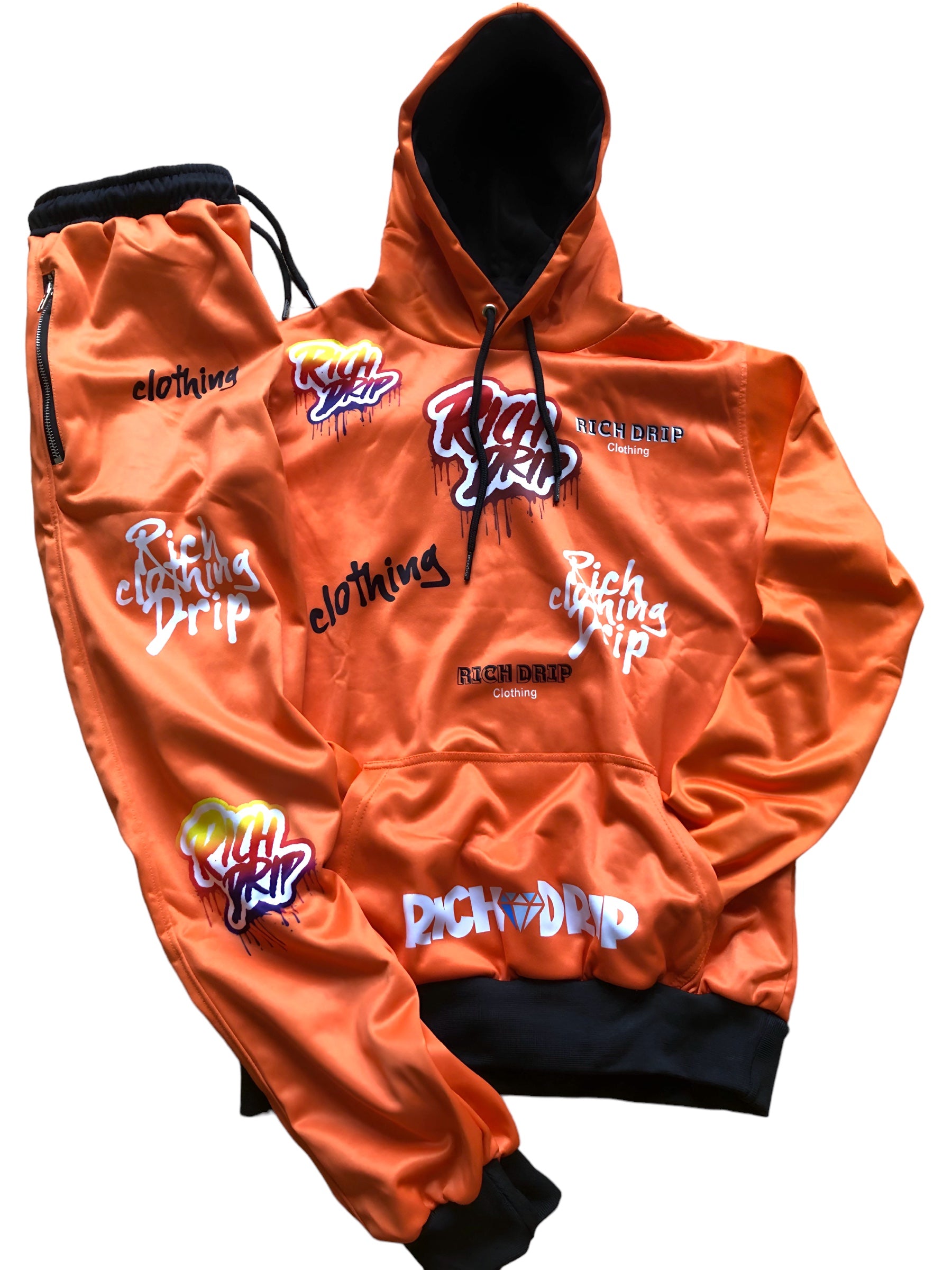 Orange “Drip Crazy” Sweatsuit Set