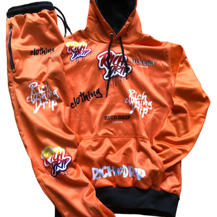 Orange “Drip Crazy” Sweatsuit Set