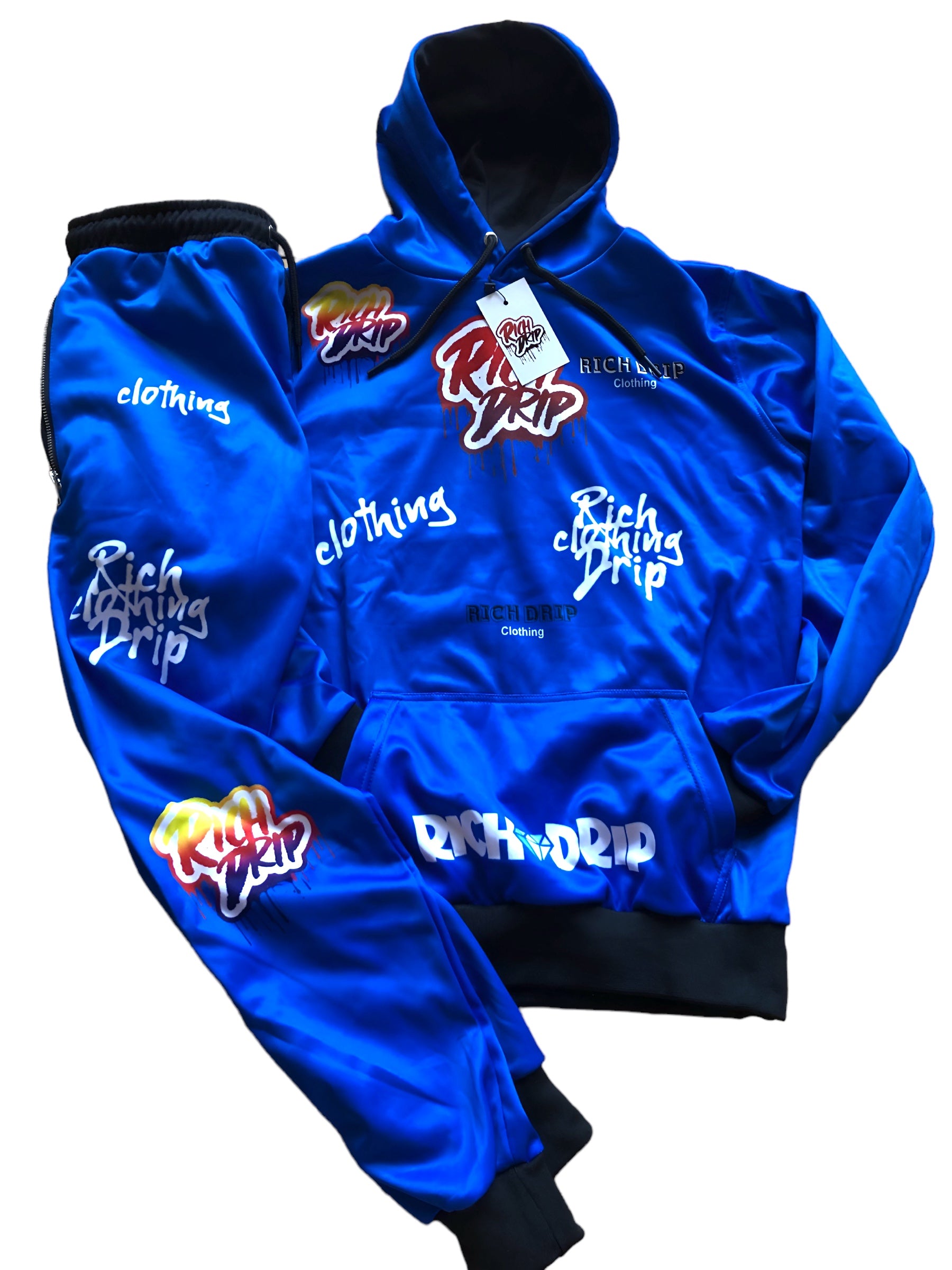 Blue “Drip Crazy” Sweatsuit Set