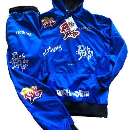 Blue “Drip Crazy” Sweatsuit Set