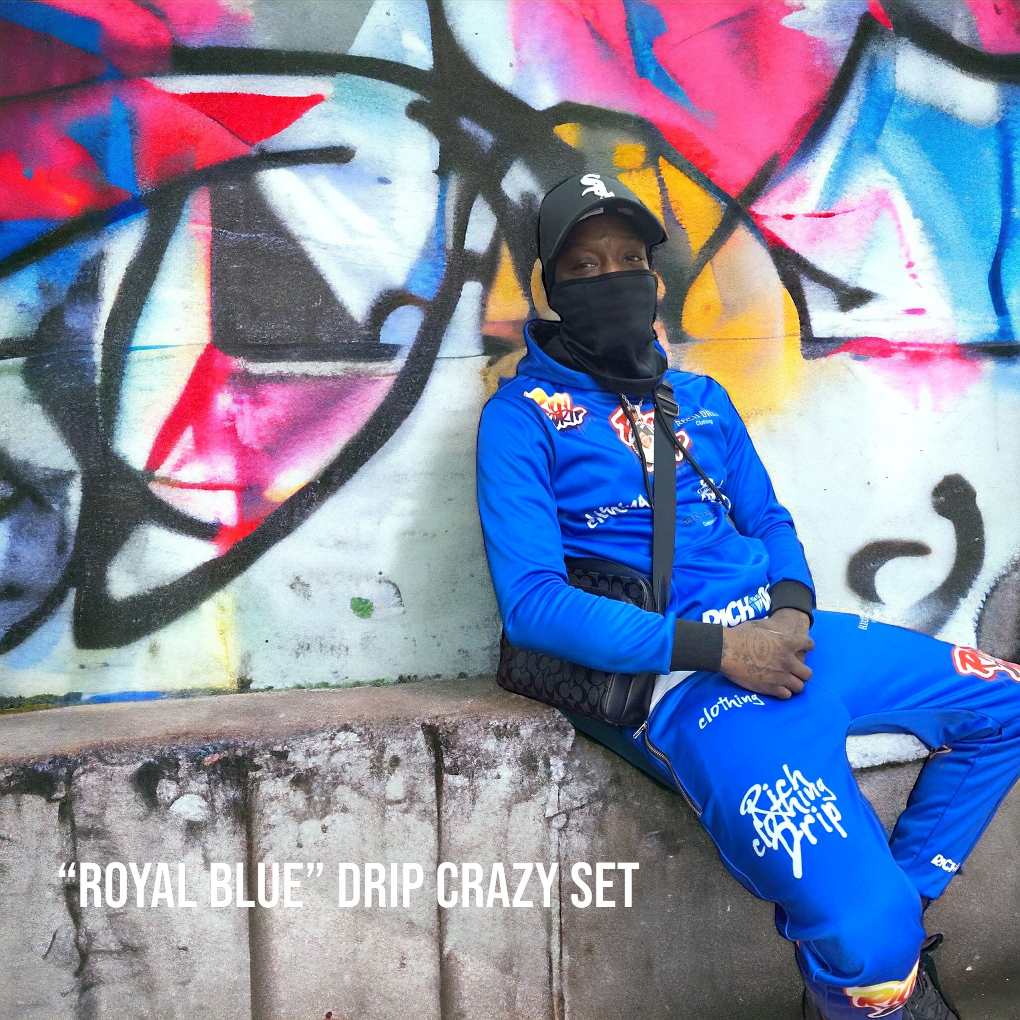 Blue “Drip Crazy” Sweatsuit Set