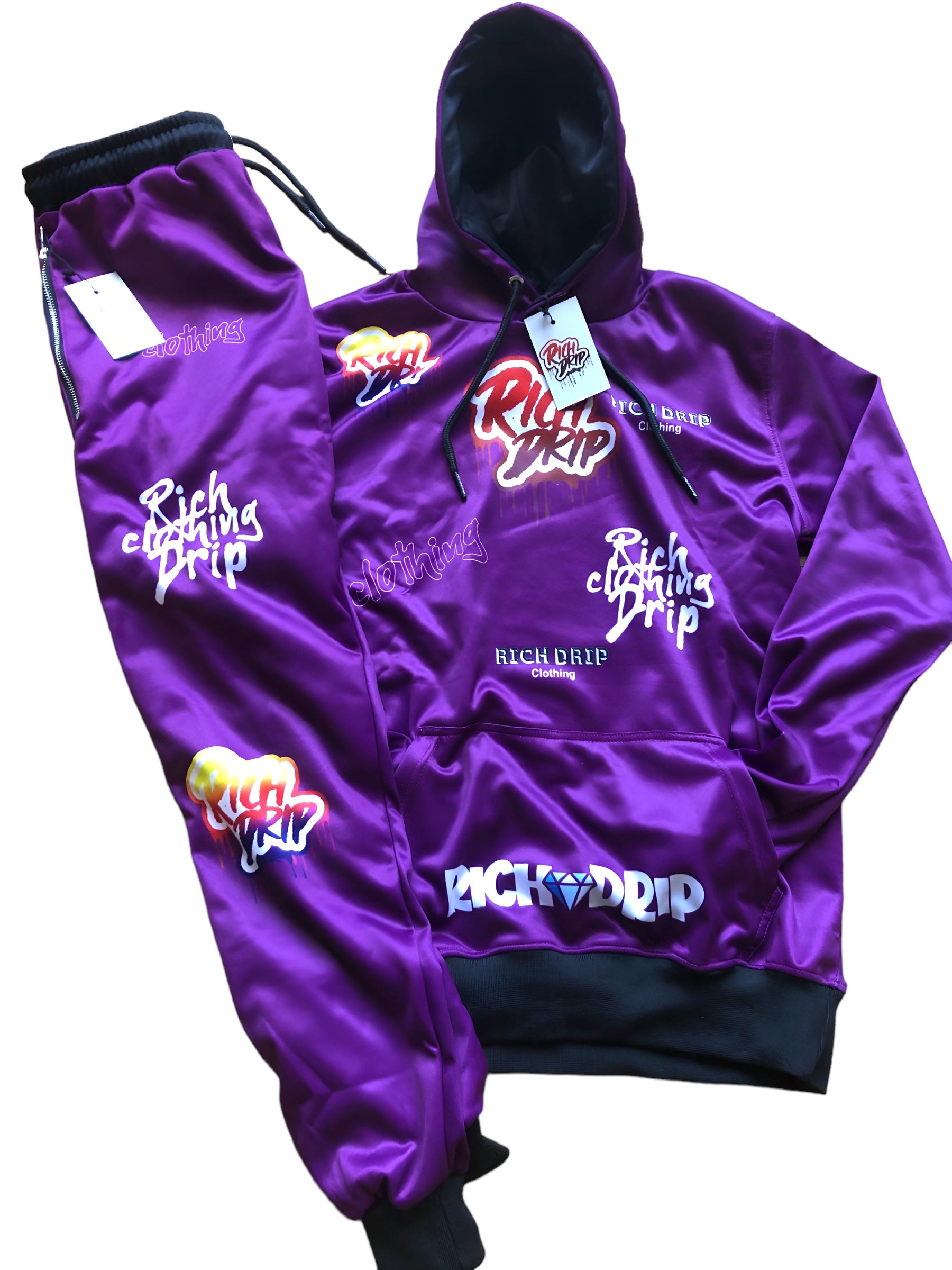 Purple “Drip Crazy” Sweatsuit Set