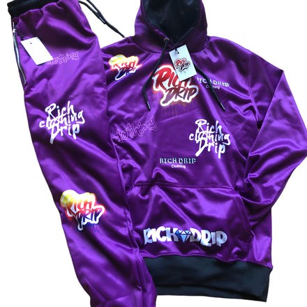 Purple “Drip Crazy” Sweatsuit Set